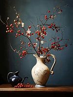 Vase with red berries