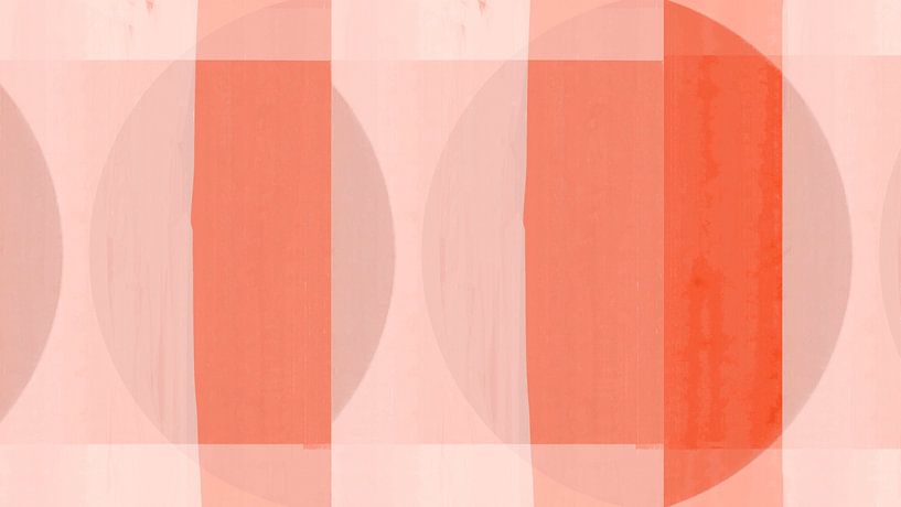 Mid Century Bauhaus Formen Cyan Teal Korallen Rot von FRESH Fine Art