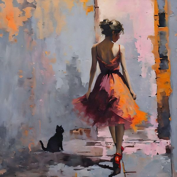 Danseuse dans la ville par Emiel de Lange