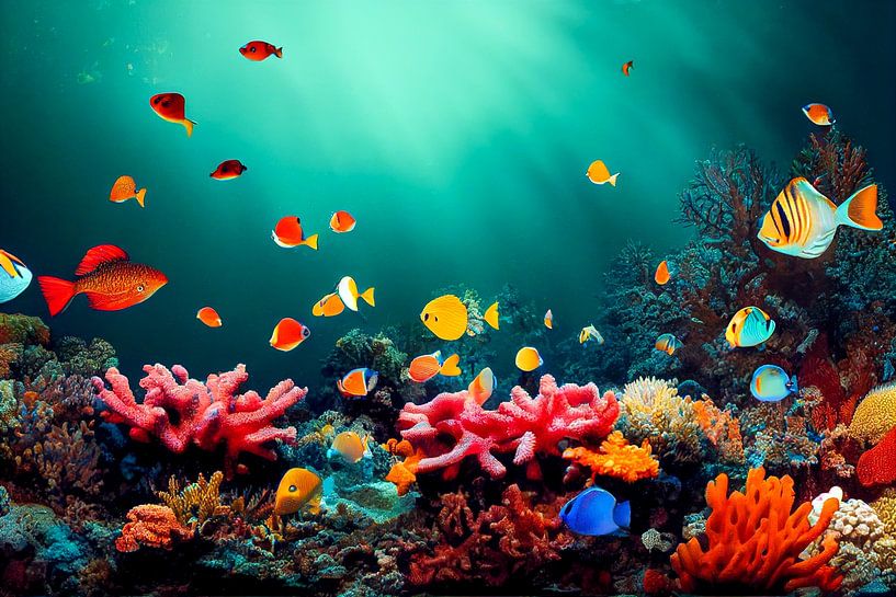 Ocean Underwater World with Corals and Fishes Illustration 01 by Animaflora PicsStock