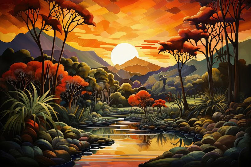 Bizarre surreale Art-déco-Landschaft eines fremden Planeten von Art Bizarre