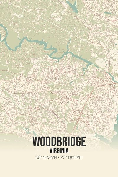 Carte ancienne de Woodbridge (Virginie), USA. par Affiches de lieux