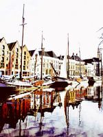 Boote im gespiegelten Wasser