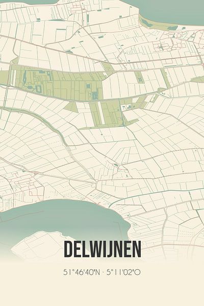 Carte ancienne de Delwijnen (Gueldre) par Affiches de lieux