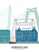 Skyline-Illustration der Stadt Rotterdam - Noordereiland in Farbe