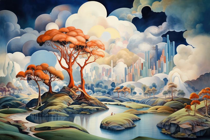 Bizarre surreale Art-déco-Landschaft eines fremden Planeten von Art Bizarre