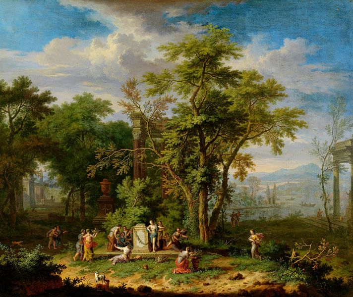 Arkadische Landschaft mit feierlicher Opferung, Jan van Huysum von Meisterhafte Meister