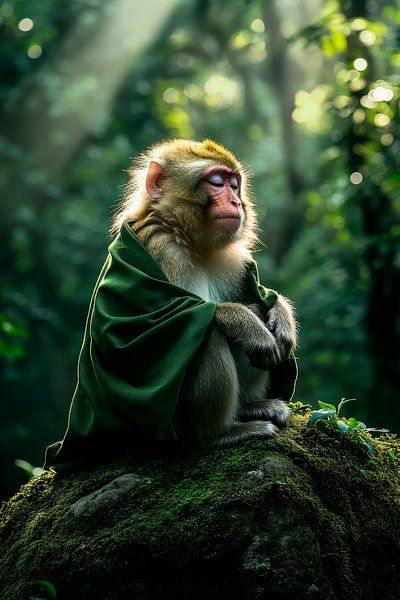Thoughtful monkey in the forest by Poster Art Shop