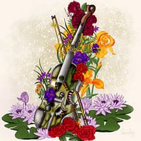 Steampunk Alte Geige mit Blumen