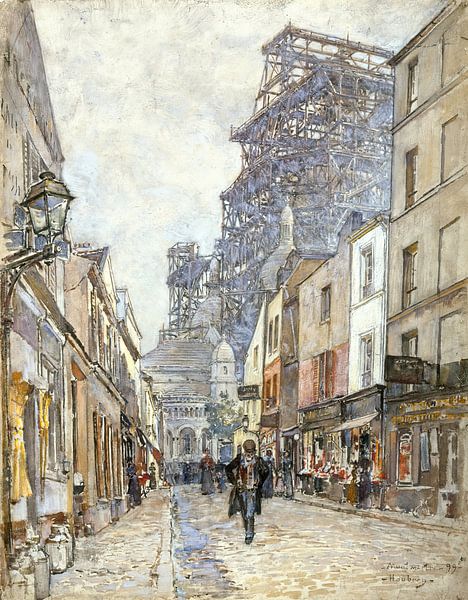 Frederic Houbron - La rue du Chevalier-de-la-Barre, avec le Sacré-Cœur en construction (1899) by Peter Balan