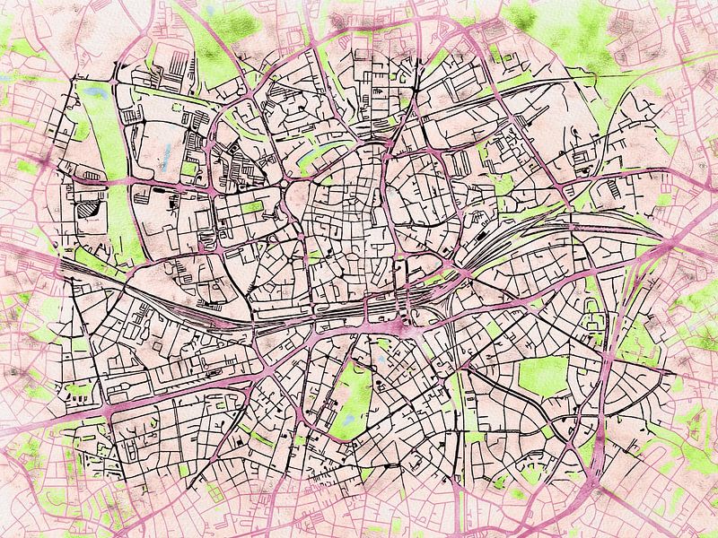 Carte de Essen avec le style 'Soothing Spring' par Maporia