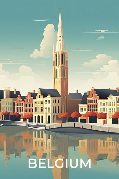 Affiche de voyage rétro Belgique par True Nature Art