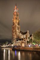 Night view on the iconic Westerkerk 