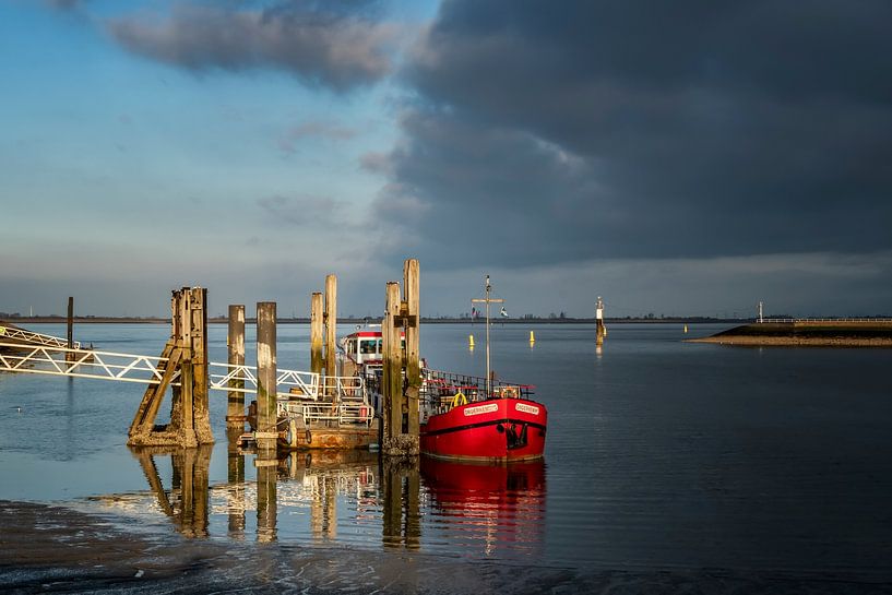 Die Fahrrad-/Fußgängerfähre legt im Hafen von Perkpolder an. von Ellen Driesse