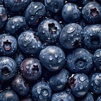 Heidelbeeren mit Wassertropfen im Quadrat