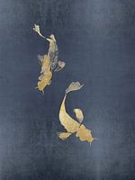 Koi Fische  I minimalistisch und modern I blau gold