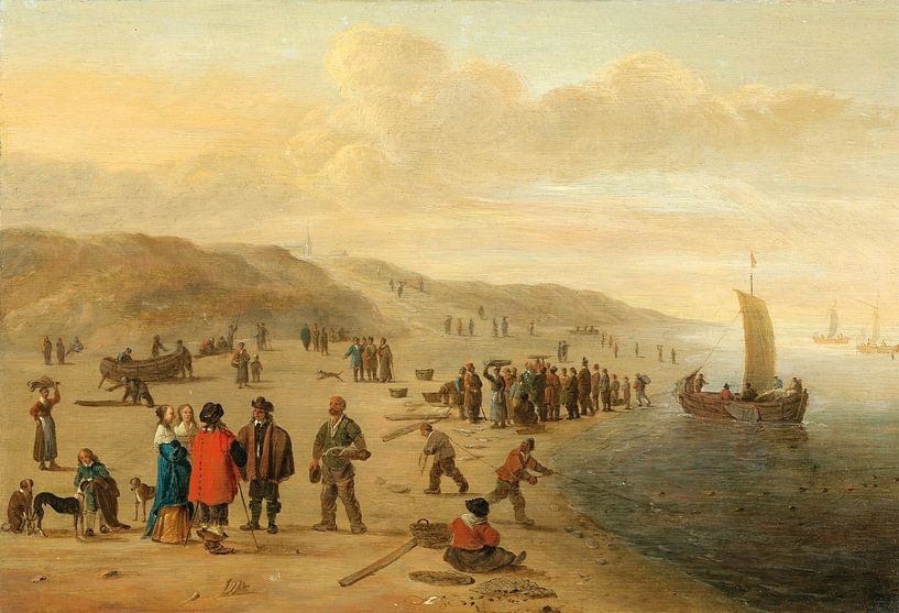 Eine Strandszene mit Fischern und ihren Booten, Cornelis Beelt von Meisterhafte Meister