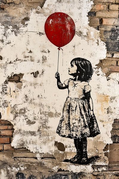 Girl with red balloon by Art & Soul Creations
