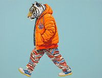 Stride of the Tiger - A Bold Fusion of Nature and Street Style - Wall Art