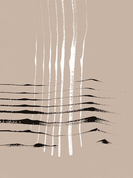 Strokes 12 | Black, White and Neutral Brush Stroke Abstract by Menega Sabidussi