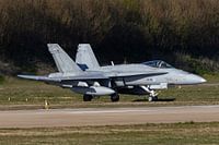 Finnish F-18 en route to the runway at Leeuwarden.