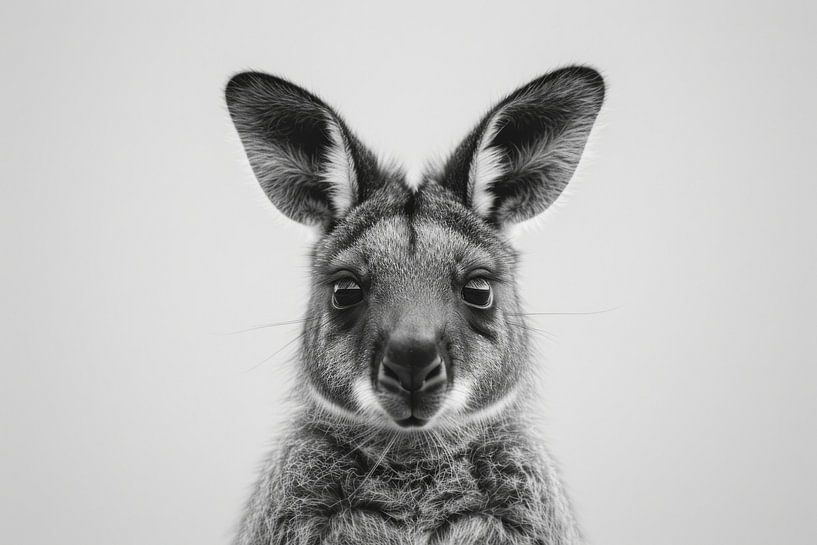 Känguru in Schwarz-Weiß von Poster Art Shop