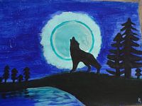 Wolf bei Vollmond