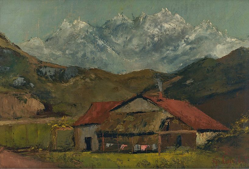 Mountains with a hut, Gustave Courbet by Atelier Liesjes