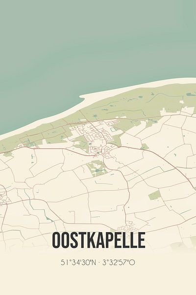 Vintage map of Oostkapelle (Zeeland) by Prints of Place