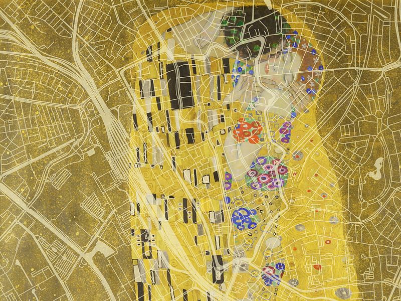 Karte von Utrecht Centrum dem Kuss von Gustav Klimt von De Kaartenwinkel