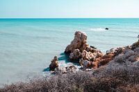Landschaft neben dem Felsen von Aphrodites an der Küste von Paphos, Zypern