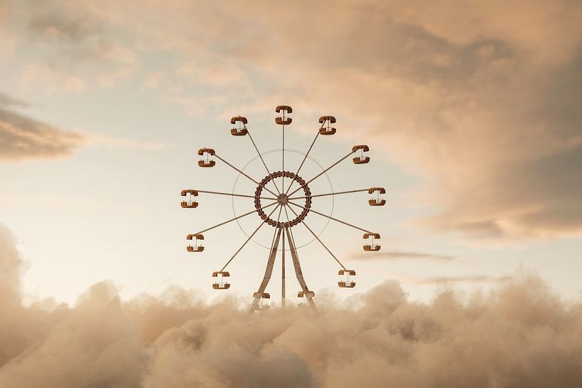 Grande roue au-dessus d'une mer de nuages par Besa Art
