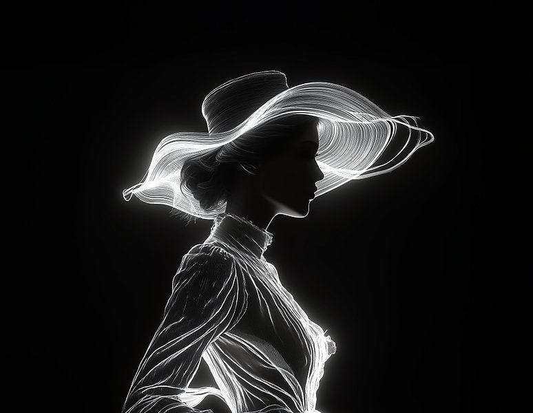 Büste einer eleganten Dame mit großem Hut in der Kleidung der 1930er Jahre von Margriet Hulsker