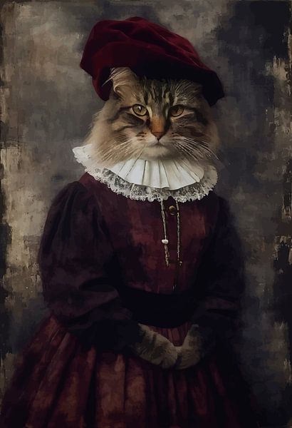 Katze in Kleidung aus der Zeit der Industriellen Revolution Porträt von MIROKKU