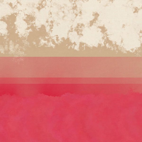 Moderne abstracte zonsondergang in rood, beige, wit. van Dina Dankers