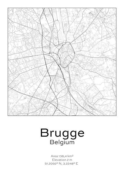 Stadtplan - Belgien - Brügge von Ramon van Bedaf