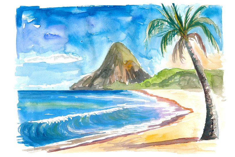 Saint Lucia Antilles dreams with Petit Piton and beach by Markus Bleichner