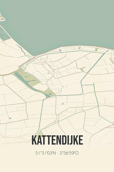Alte Karte von Kattendijke (Zeeland) von Ortsdrucke