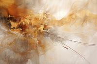 Abstrakte Malerei in herbstlichen Farbtönen – minimalistische Linien in Braun, Orange und Beige