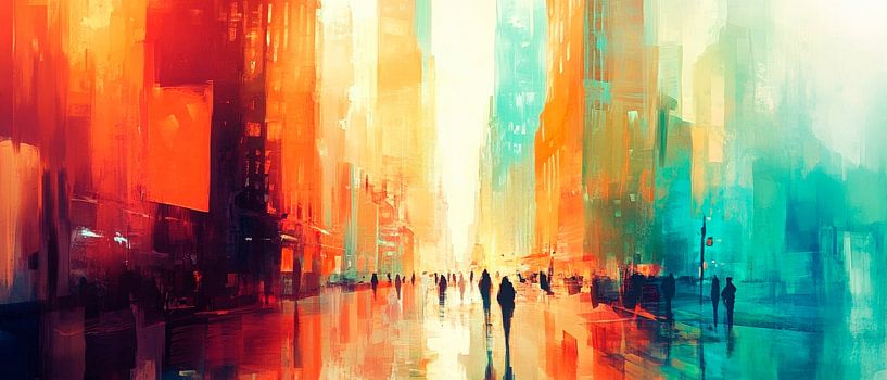 Scène urbaine colorée au crépuscule par Poster Art Shop