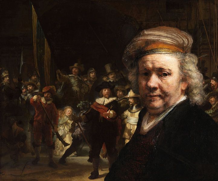 Die Nachtwache und das Selbstporträt von Rembrandt van Rijn von Eigenwijze Fotografie