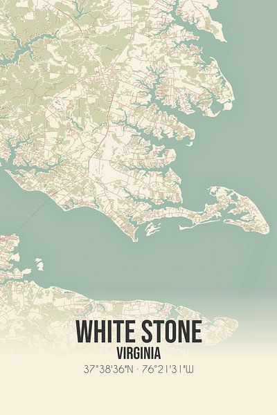 Alte Karte von White Stone (Virginia), USA. von Ortsdrucke
