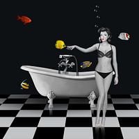 The bathroom with the BLUBB