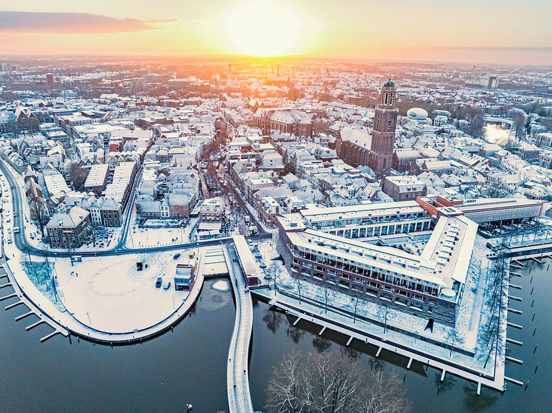 Zwolle downtown district during a cold winter morning seen from  by Sjoerd van der Wal Photography