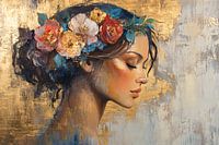 Elegante Frau mit Blumenkrone