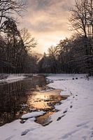 Le paysage de l'Isar au coucher du soleil