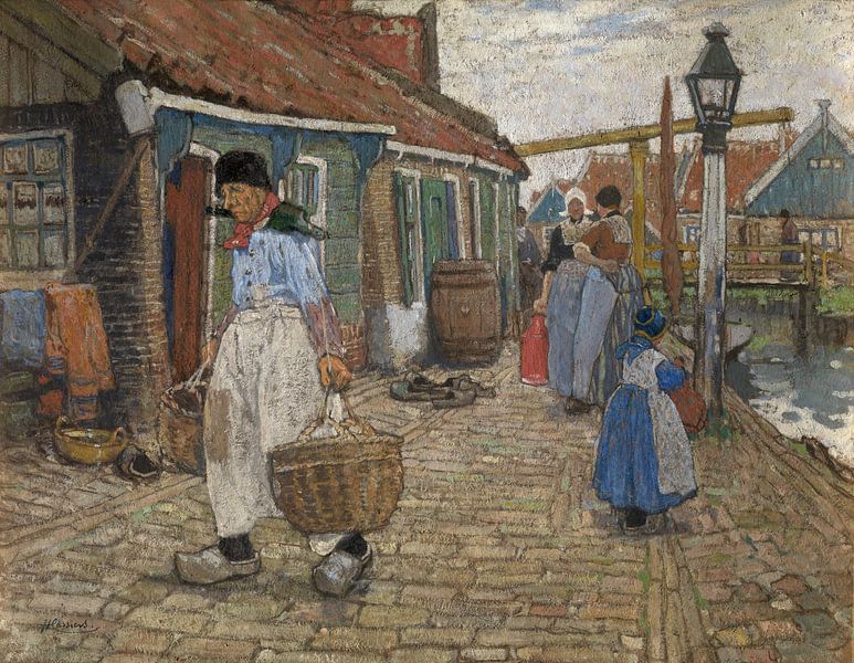 Henri Cassiers, In Volendam, watercolour by Atelier Liesjes