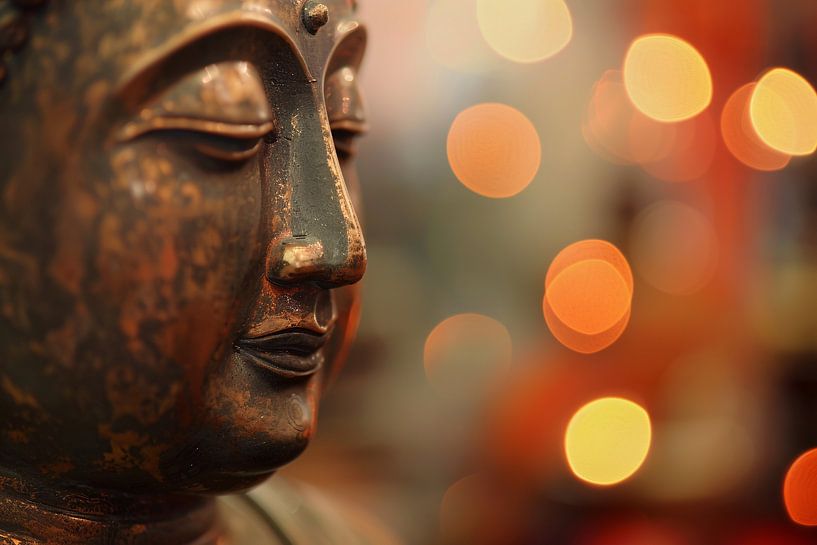 Nahaufnahme von Buddha mit warmer Beleuchtung von Imperial Art House