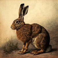 Lapin de garenne portrait détaillé attentif timide animal sauvage naturel