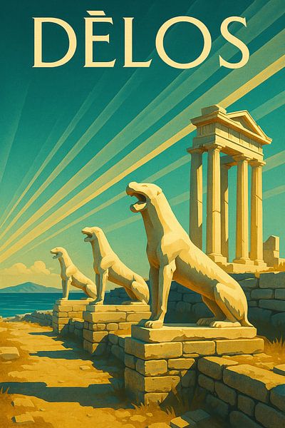 Délos Sacred Island Poster - Vintage Art Deco Stil von Travel Shop